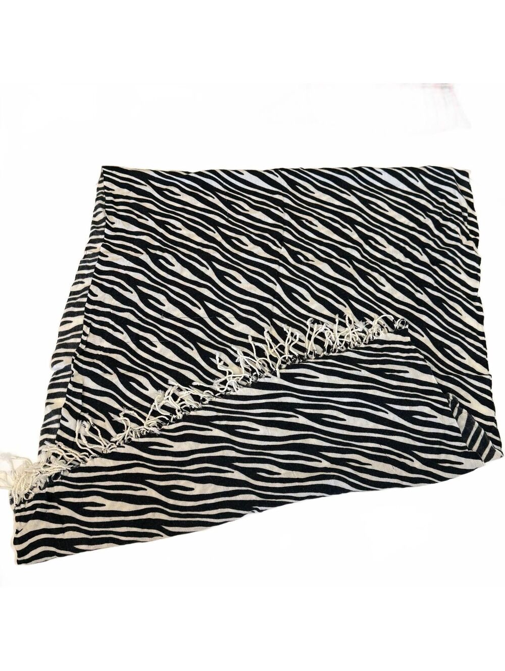 Zebra Printed Fringe Detail Scarf Layering Statement Fall Winter Accessory